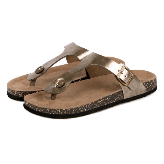 totes® Ladies PU Buckle Toe Post Gunmetal Extra Image 1
